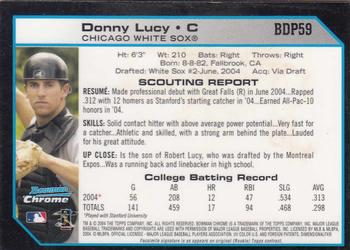 2004 Bowman Draft Picks & Prospects - Chrome #BDP59 Donny Lucy Back