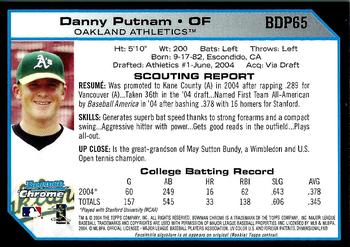 2004 Bowman Draft Picks & Prospects - Chrome #BDP65 Danny Putnam Back