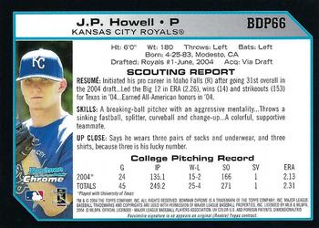 2004 Bowman Draft Picks & Prospects - Chrome #BDP66 J.P. Howell Back