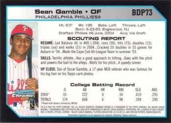 2004 Bowman Draft Picks & Prospects - Chrome #BDP73 Sean Gamble Back