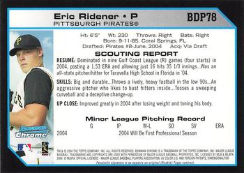 2004 Bowman Draft Picks & Prospects - Chrome #BDP78 Eric Ridener Back