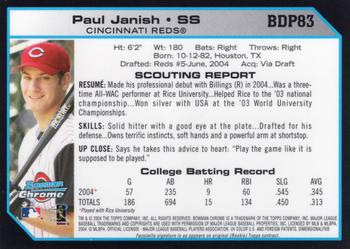 2004 Bowman Draft Picks & Prospects - Chrome #BDP83 Paul Janish Back