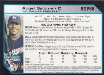 2004 Bowman Draft Picks & Prospects - Chrome #BDP86 Angel Salome Back