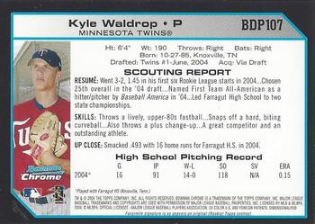 2004 Bowman Draft Picks & Prospects - Chrome #BDP107 Kyle Waldrop Back