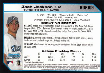 2004 Bowman Draft Picks & Prospects - Chrome #BDP109 Zach Jackson Back