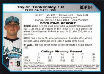 2004 Bowman Draft Picks & Prospects - Chrome #BDP114 Taylor Tankersley Back