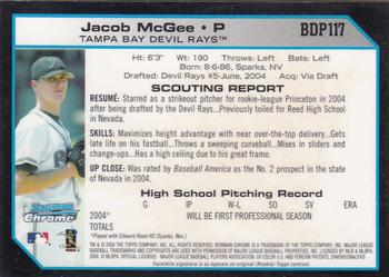 2004 Bowman Draft Picks & Prospects - Chrome #BDP117 Jacob McGee Back