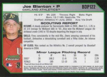 2004 Bowman Draft Picks & Prospects - Chrome #BDP122 Joe Blanton Back