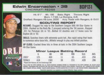 2004 Bowman Draft Picks & Prospects - Chrome #BDP131 Edwin Encarnacion Back