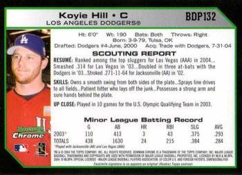 2004 Bowman Draft Picks & Prospects - Chrome #BDP132 Koyie Hill Back
