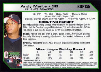 2004 Bowman Draft Picks & Prospects - Chrome #BDP135 Andy Marte Back