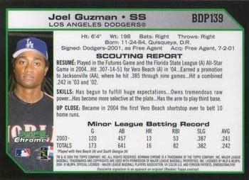 2004 Bowman Draft Picks & Prospects - Chrome #BDP139 Joel Guzman Back