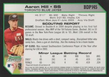 2004 Bowman Draft Picks & Prospects - Chrome #BDP145 Aaron Hill Back