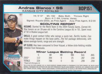 2004 Bowman Draft Picks & Prospects - Chrome #BDP151 Andres Blanco Back