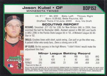 2004 Bowman Draft Picks & Prospects - Chrome #BDP152 Jason Kubel Back