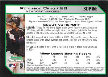 2004 Bowman Draft Picks & Prospects - Chrome #BDP155 Robinson Cano Back