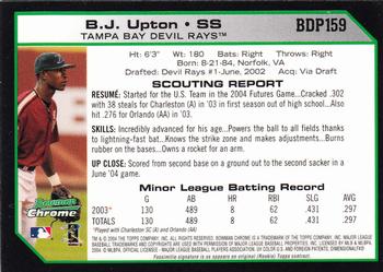 2004 Bowman Draft Picks & Prospects - Chrome #BDP159 B.J. Upton Back