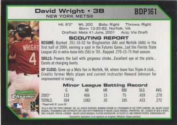 2004 Bowman Draft Picks & Prospects - Chrome #BDP161 David Wright Back