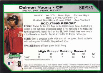 2004 Bowman Draft Picks & Prospects - Chrome #BDP164 Delmon Young Back