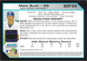 2004 Bowman Draft Picks & Prospects - Chrome #BDP166 Matt Bush Back