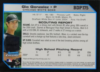2004 Bowman Draft Picks & Prospects - Chrome #BDP175 Gio Gonzalez Back