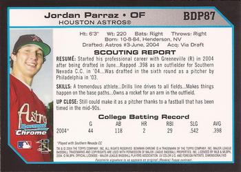 2004 Bowman Draft Picks & Prospects - Chrome #BDP87 Jordan Parraz Back