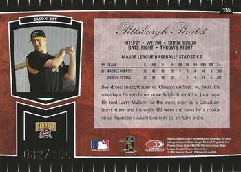 2004 Leaf Certified Cuts - Marble Signature Red #155 Jason Bay Back
