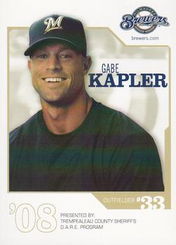 2008 Milwaukee Brewers Police - Trempealeau County Sheriff's D.A.R.E. Program #NNO Gabe Kapler Front