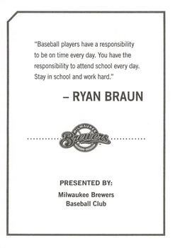 2010 Milwaukee Brewers Police #NNO Ryan Braun Back