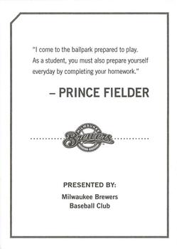 2010 Milwaukee Brewers Police #NNO Prince Fielder Back