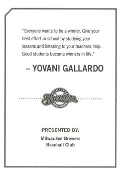 2010 Milwaukee Brewers Police #NNO Yovani Gallardo Back