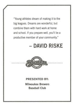 2010 Milwaukee Brewers Police #NNO David Riske Back