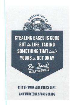 2012 Milwaukee Brewers Police - Waukesha City Police and Waukesha Sports Cards #NNO Marco Estrada Back