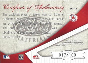 2004 Leaf Certified Materials - Fabric of the Game #FG-176 Luis Tiant Back
