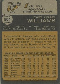 2015 Topps - Topps Originals Buybacks 1973 #504 Earl Williams Back