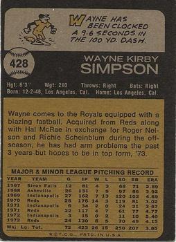 2015 Topps - Topps Originals Buybacks 1973 #428 Wayne Simpson Back