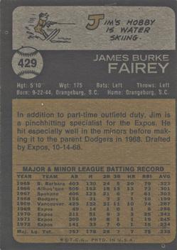 2015 Topps - Topps Originals Buybacks 1973 #429 Jim Fairey Back