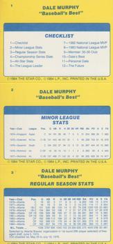 1986 Star Dale Murphy #1-3 Dale Murphy Back