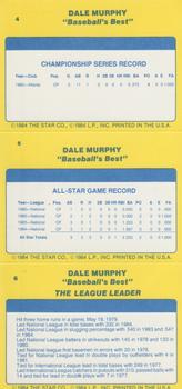 1986 Star Dale Murphy #4-6 Dale Murphy Back