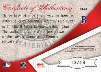 2004 Leaf Certified Materials - Fabric of the Game Jersey Number #FG-44 Fred Lynn Back