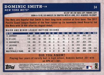 2018 Topps Big League #34 Dominic Smith Back