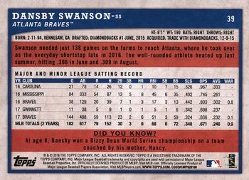 2018 Topps Big League #39 Dansby Swanson Back