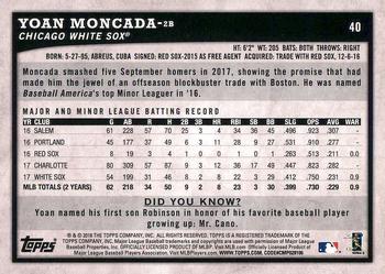 2018 Topps Big League #40 Yoan Moncada Back