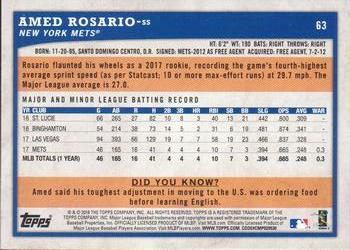 2018 Topps Big League #63 Amed Rosario Back