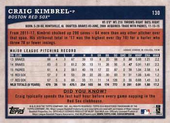 2018 Topps Big League #130 Craig Kimbrel Back