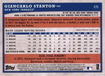 2018 Topps Big League #171 Giancarlo Stanton Back