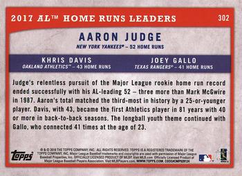 2018 Topps Big League #302 2017 AL Home Runs Leaders (Aaron Judge / Khris Davis / Joey Gallo) Back