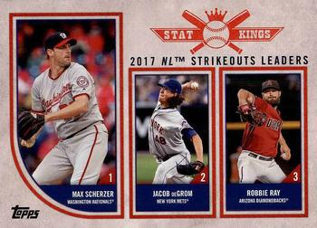 2018 Topps Big League #323 2017 NL Strikeouts Leaders (Max Scherzer / Jacob deGrom / Robbie Ray) Front