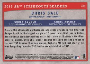 2018 Topps Big League #324 2017 AL Strikeouts Leaders (Chris Sale / Corey Kluber / Chris Archer) Back