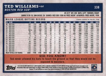 2018 Topps Big League #338 Ted Williams Back